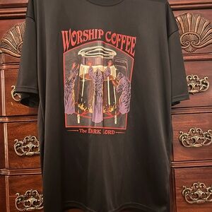 Black Short Sleeve Tee with Vintage Coffee Graphic